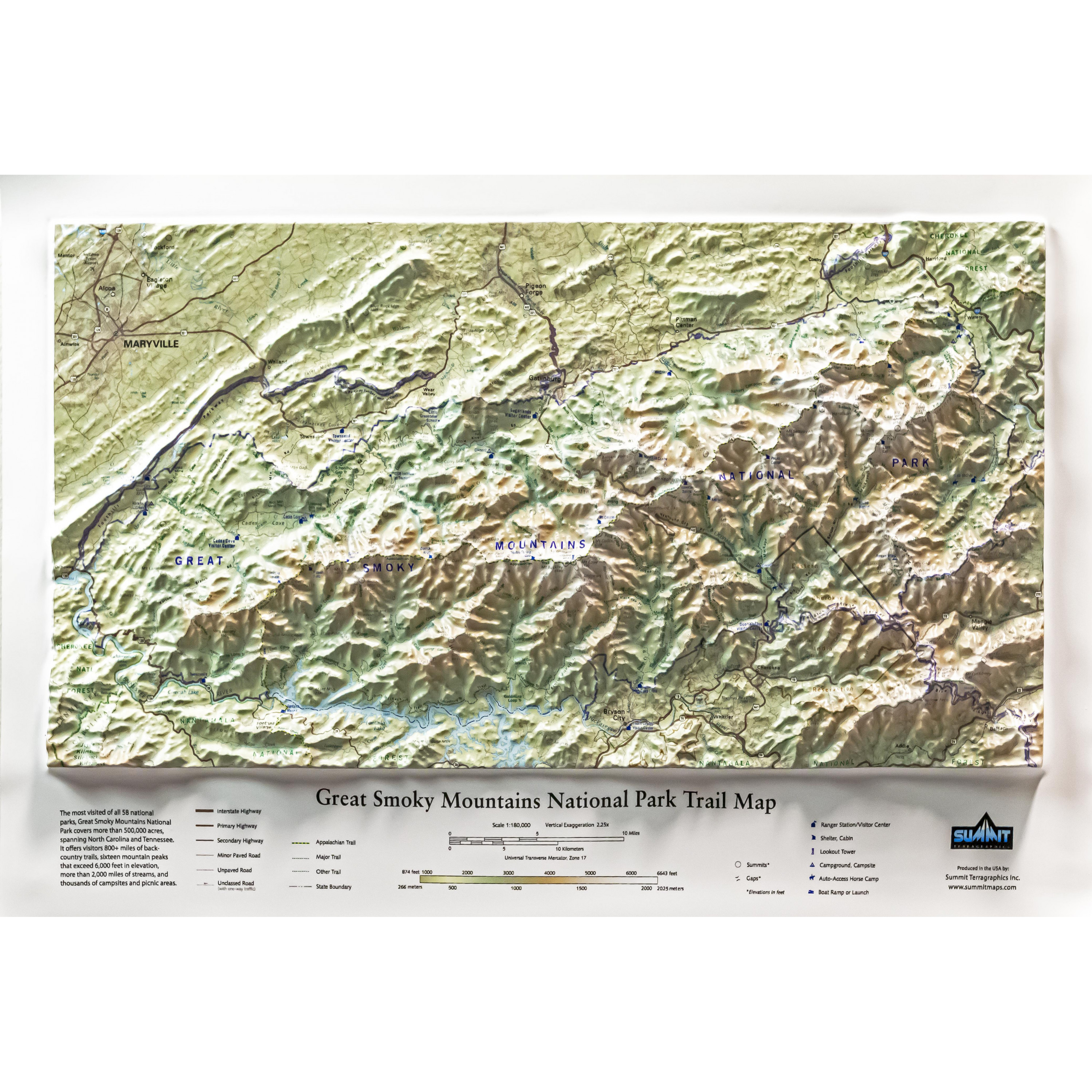 1983 Great Smoky Mountains National Park 3D good Raised Relief Topographical Map Vtg