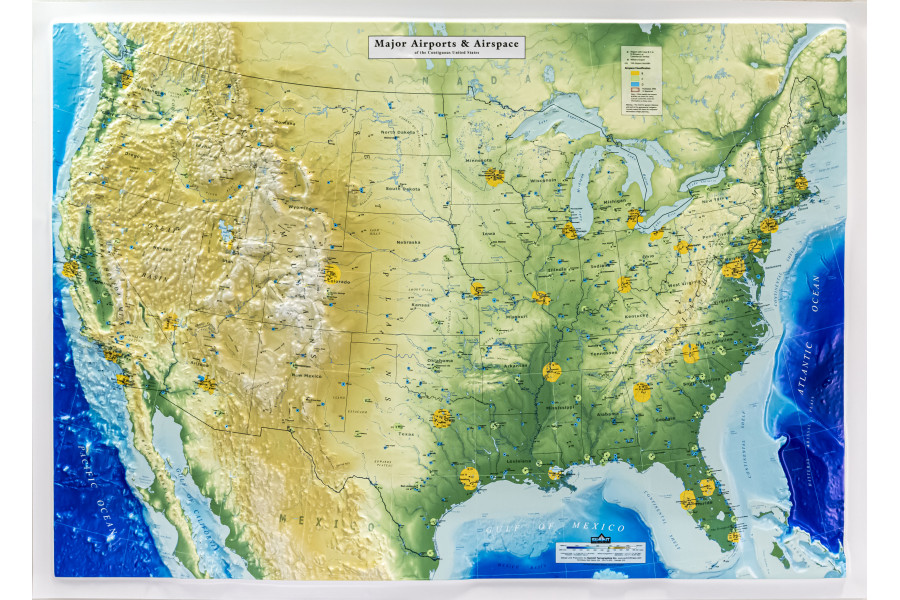 3D US Map – Major Airports & Airspace