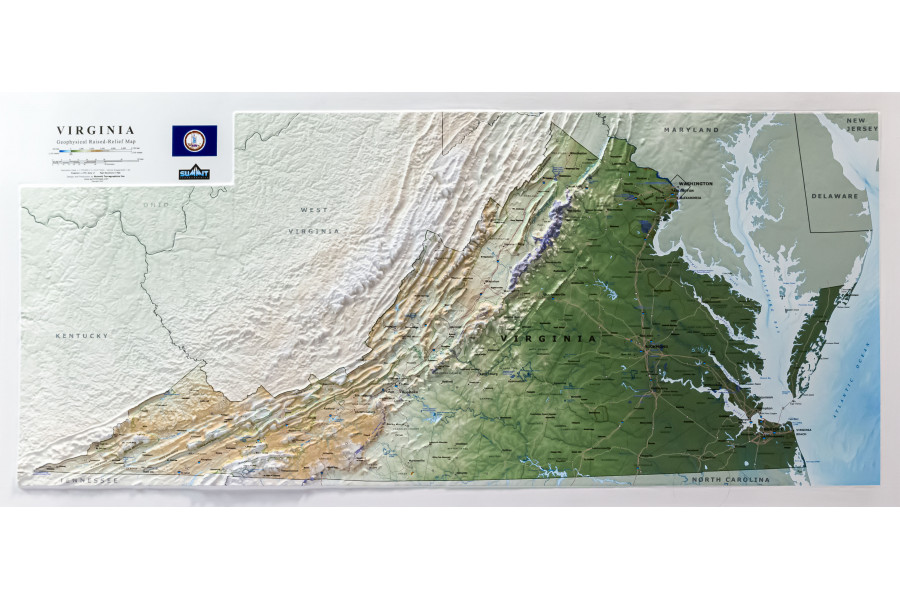 Virginia 3D Geophysical Relief Map